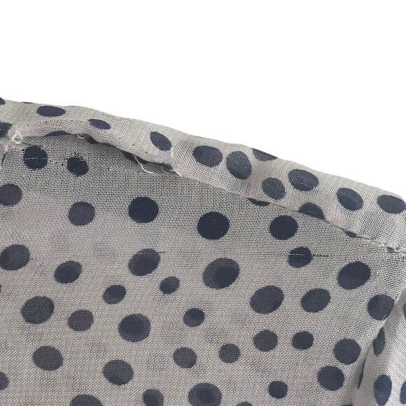 SILK Popover Printed Semi-Sheer Blouse With Tie Neck Grey Blue M - Picture 8 of 10